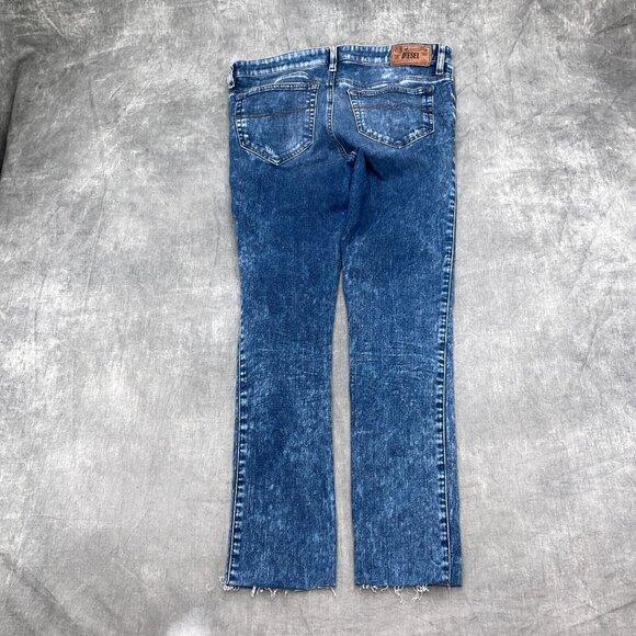 Diesel Jeans Women‎ 31W 26.5L Blue Acid Wash Skinzee Super Slim Skinny Cut Off - Picture 10 of 12